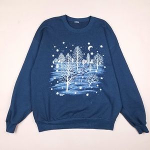 VTG 90's 00's Winter Night Snows Graphic Design Cr